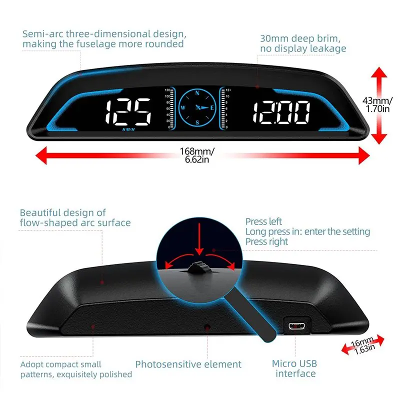 A64P-Digital GPS Speedometer Overspeed Alarm Trip Meter With Speed Fatigued Driving Alert
