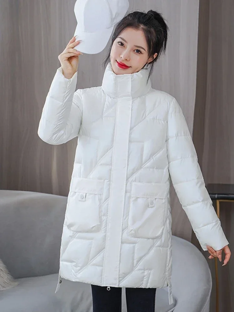 Winter Jacket 2023 New Women Parkas Long Glossy Down Cotton Padded Parka Female Jacket Thicken Warm Loose Coat Outwear