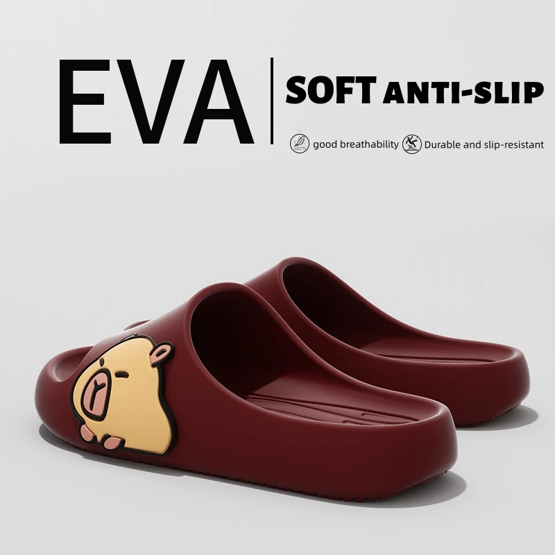 نمط جديد إيفا لطيف كابيبارا تصميم سميكة لينة وحيد شبشب داخلي مريح بنين بنات الرجال النساء صندل #6