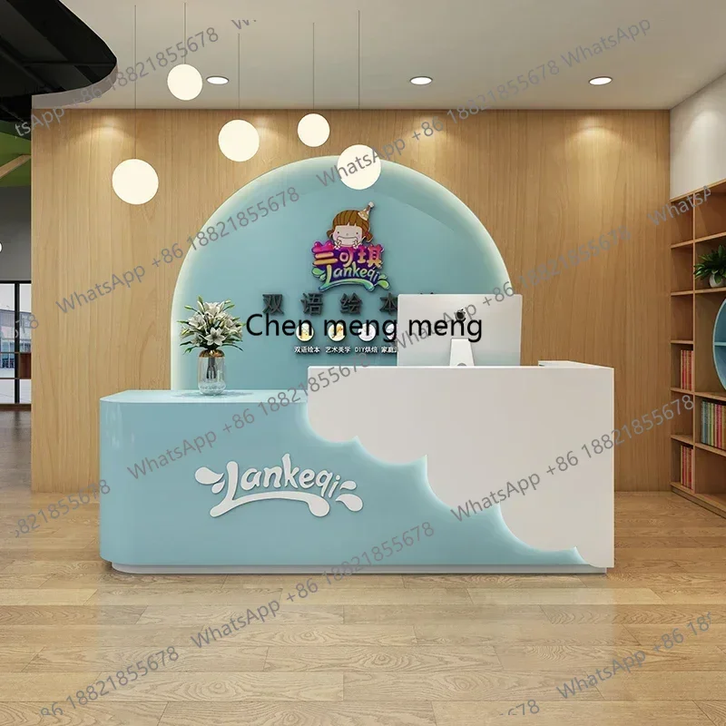 

Reception Bank Counter Table Modern Luxury Furniture Beauty Salon Hairdressing Desk Long Cafe Recepcja Customer Center Storage