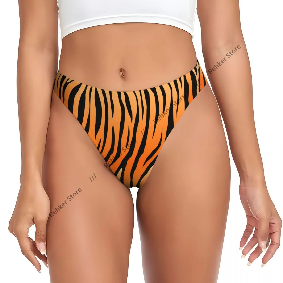 Sexy Women Underwear Abstract Tiger Skin Print Thong Panties G-string