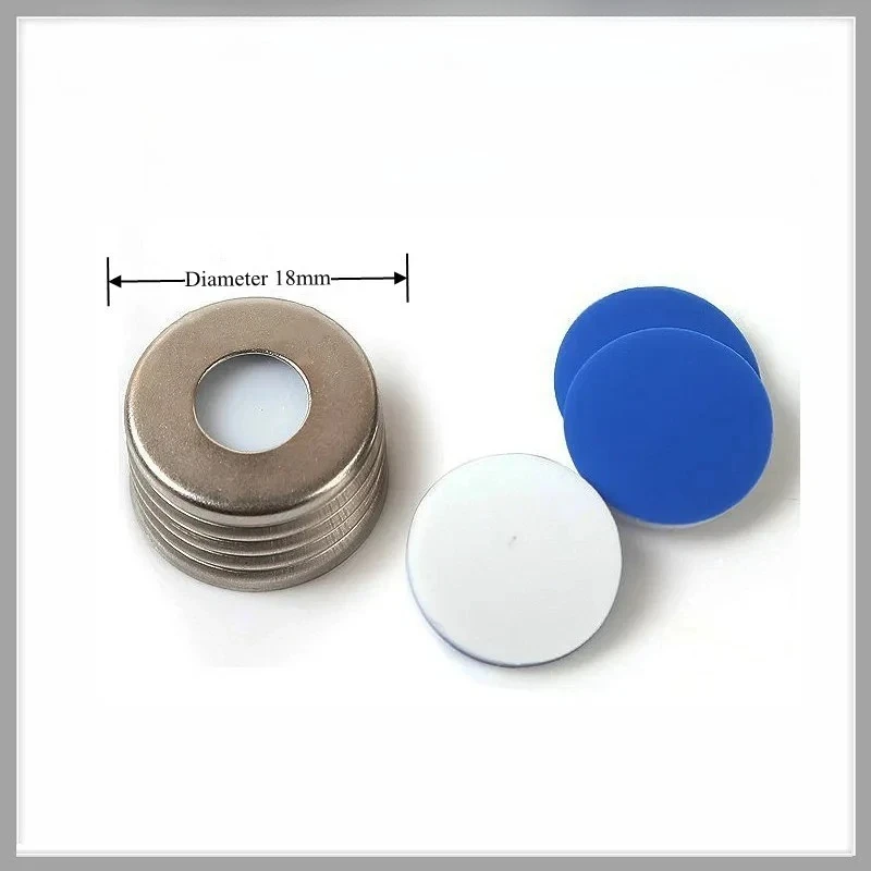 For Magnetic Metal Cover 18mm Septa 17.5mm White PTFE/Blue Silicone (1.5mm) Thick For Chromatography Vial Cap 18mm 100/PK