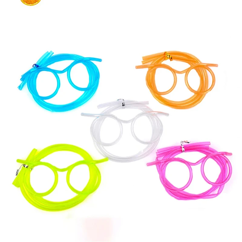 Bicchieri di paglia Divertenti occhiali in PVC morbido Cannucce flessibili Forniture per feste per bambini Forniture per bar Accessori Giocattolo creativo