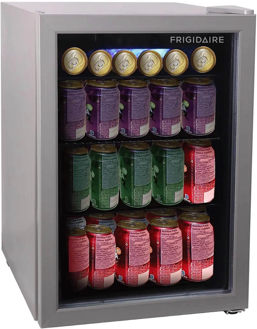 Beverage Fridge Refrigerator with Glass Door, Compact Mini Fridge with Digital Temperature Control Fits 88 Cans or 25 Bottles