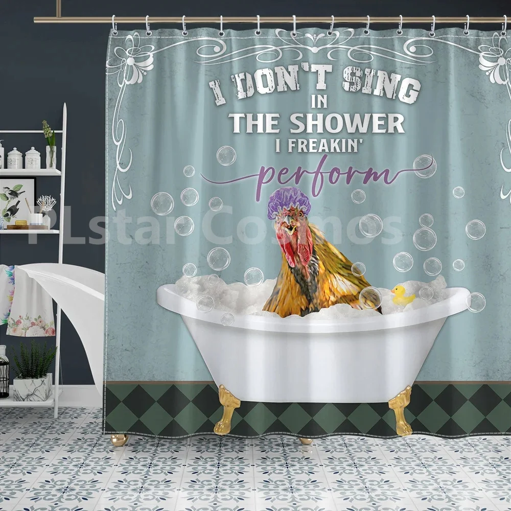 Pig - I Freaking Perform Shower Curtain 3D Printed Bathroom Curtains with Hooks Funny Animal Shower Curtain