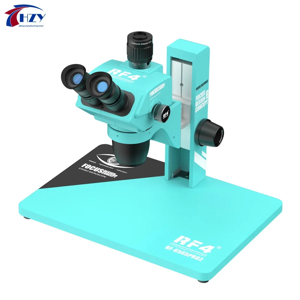 RF4  RF-6565PRO2 6.5-65X ZOOM Trinocular Stereo Microscope Dustproof Big Base Cell Phone Repair Training Phone Repair Upgrade