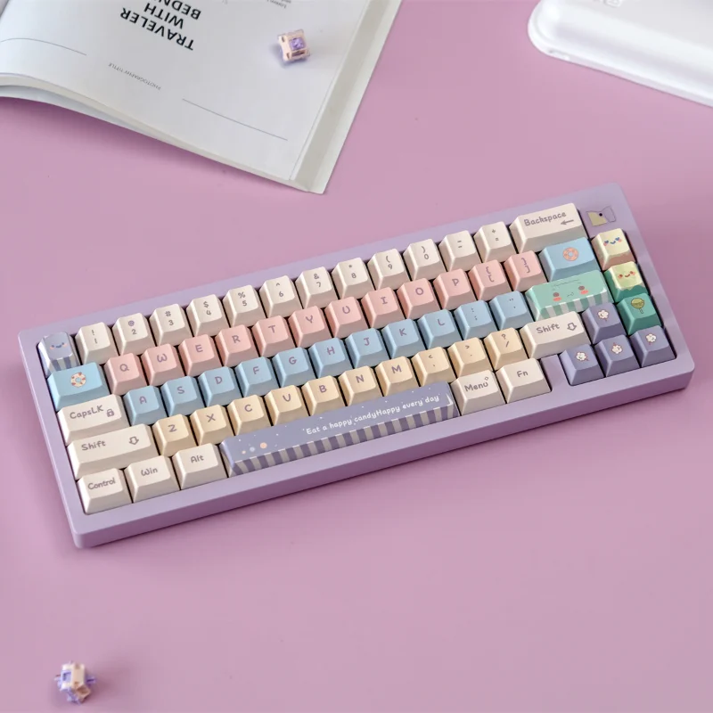 151 Keys Cute Candy Keycaps Cherry Profile Dye-Sub PBT Keycap Lightproof For MX Mechanical Keyboard 2.25U 2.75U Split Space ISO