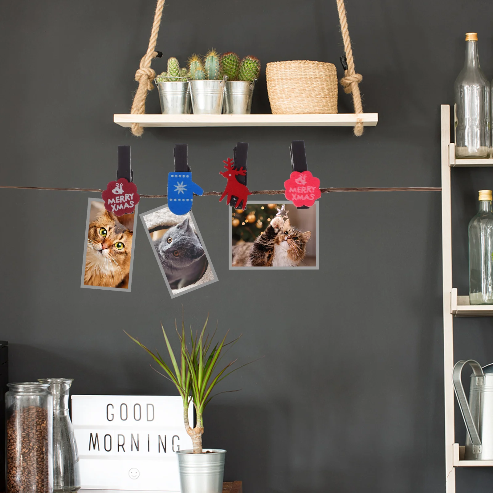 

1Set Holiday Festival Gift Wooden Picture Clips Reusable Photo Clamps DIY Photo Clip Birthday Party Decoration