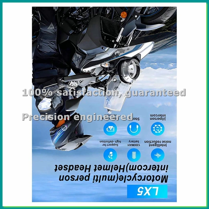 LX5 Motorcycle Helmet Headphones Mesh Intercom for 10 Riders 2000m Hands-Free Speaker, Bluetooth 5.3 Waterproof 2pcs-VVNB