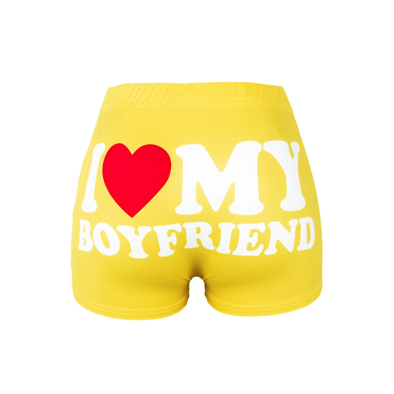 Booty Shorts for Women Letter Print I LOVE MY BOYFRIEND Elastic High Waist Workout Gym Track Hot Shorts Sexy Yoga Loungewear