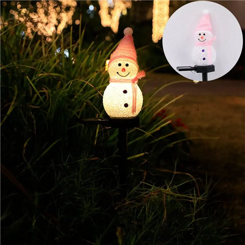 SEWS-2X Christmas Decorations Solar Lights Outdoor Garden Decor Snowman-Christmas Ornaments Solar Powered Garden Decor G