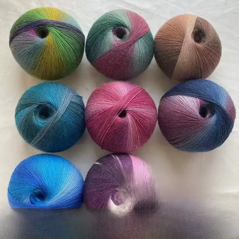 

Радужная градиентная пряжа Anghai Sanli, шерстяная нить, крючок для вязания, игла, моток, 000 метров, тонкая пряжа для вязания, ткань