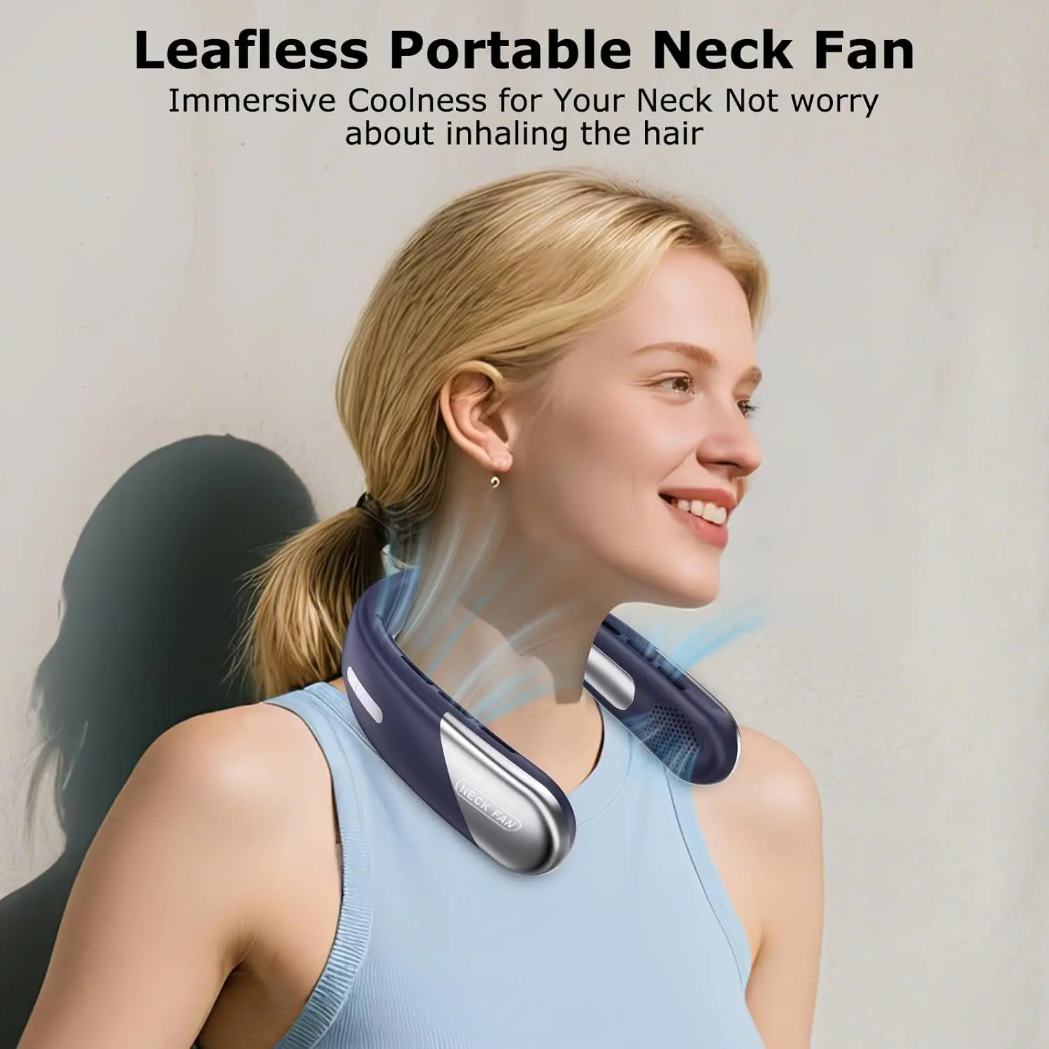 2026 New Upgrade Portable Neck Fan Personal 4000mAh Bladeless Cooling Neck Fan Blow Cold Air Neck Cooler Wearable Fan Aro