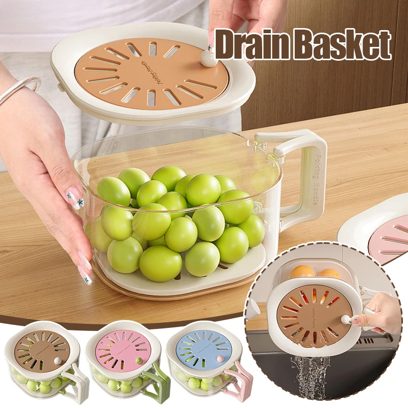 

2-в-1 двухслойная сливная корзина, контейнер для слива фруктов, бытовой съемный кухонный фильтр для остатков пищевых продуктов, кухонные инструменты, новинка