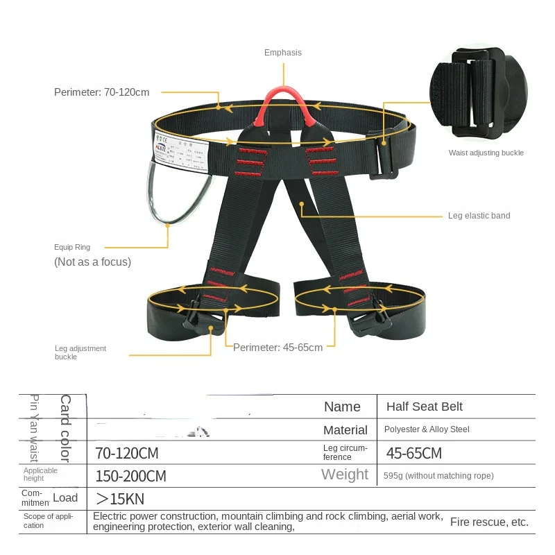 Imagem -03 - Cinto de Segurança de Três Pontos Anti-queda Ajustável Half-body Harness para Atividades ao ar Livre Mountain Work Altitude Escalada