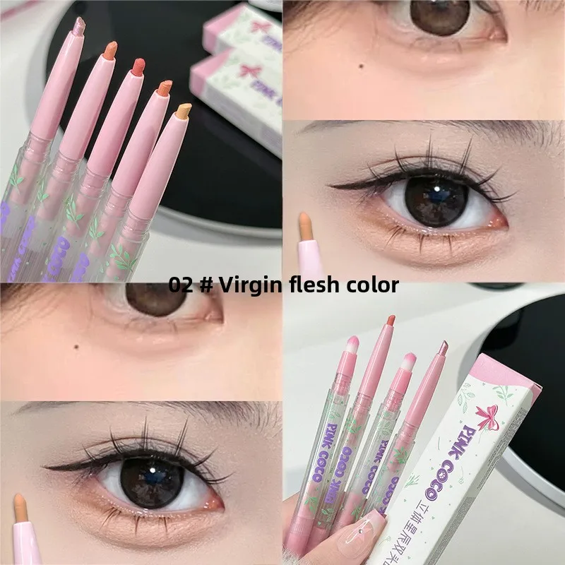 Penna per baco da seta sdraiata a doppia testa Penna gel per ombretto liscio rosa opaco Matita per ombretto glitter schiarente Cosmetico per trucco coreano