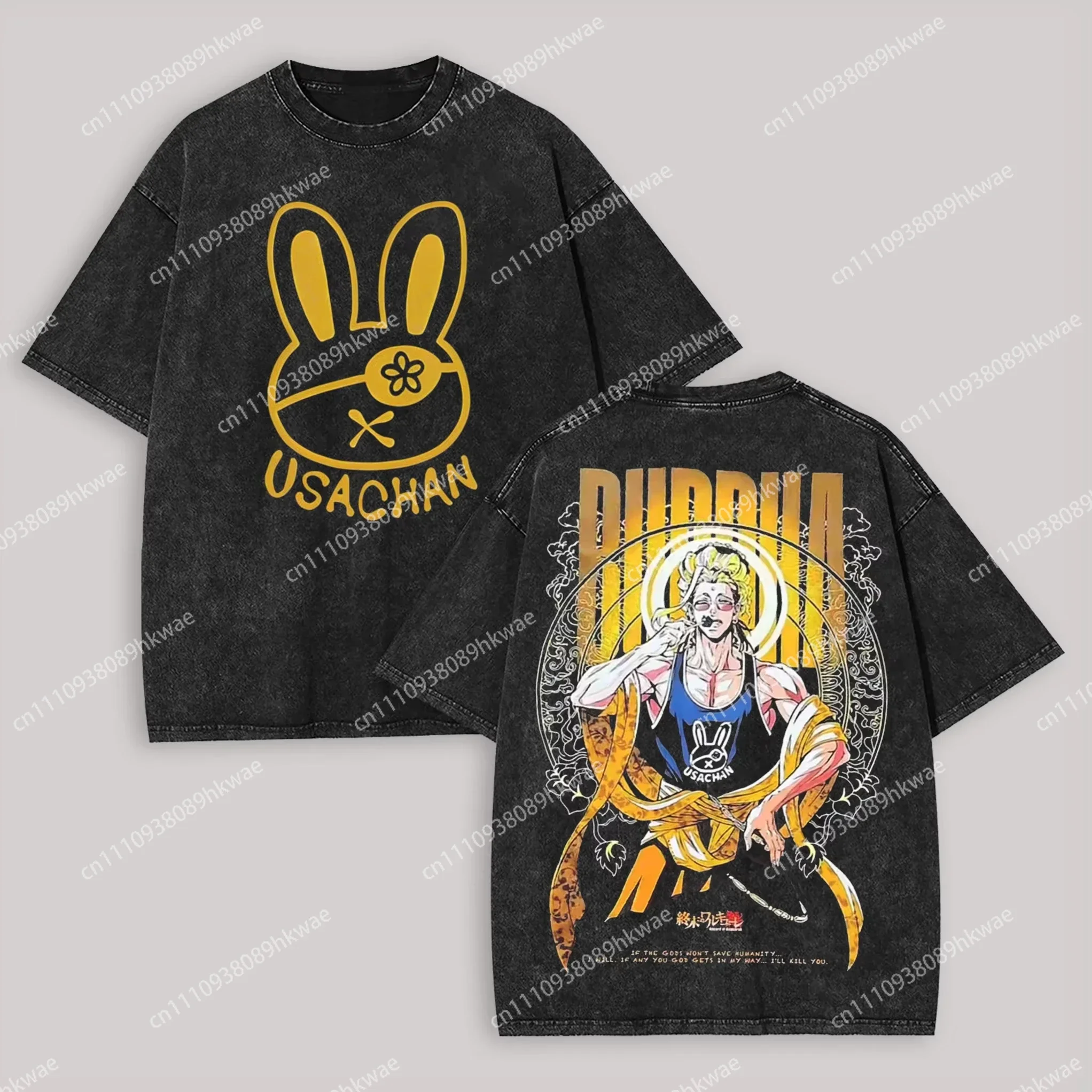 Record of Ragnarok T-shirt, Vintage Washed, Qin Shi Huang Graphic Print, Harajuku Streetwear, Casual Tee