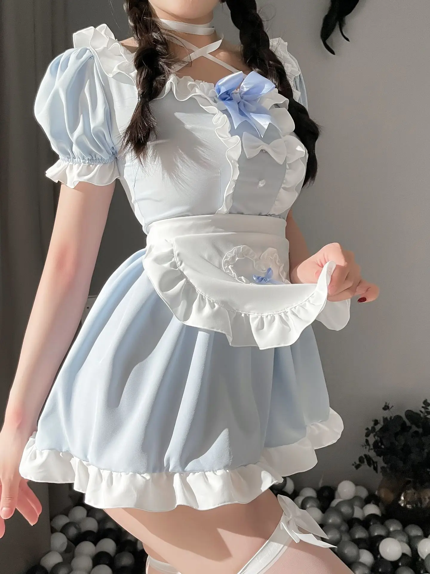 لوليتا خادمة فستان خادمة مطوي للنساء ، زي أنيق ، أزياء حلوة ، مثير ، لطيف ، كوري ، قمم ، 2I9Y