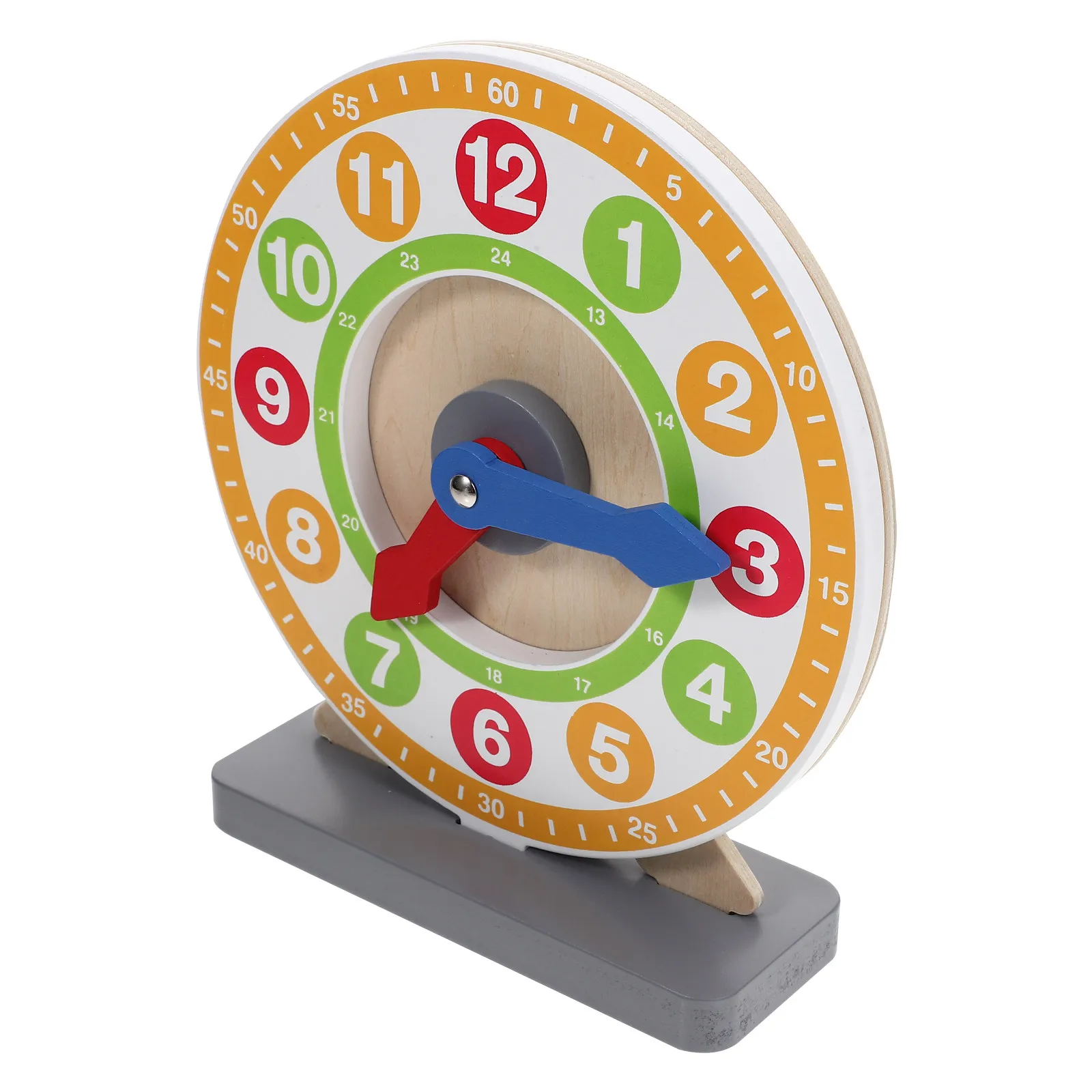 

Wooden Teaching Clock Multicolor Number Design Educational Learning Time Clock Prop for Kids Intellectual Development and Math