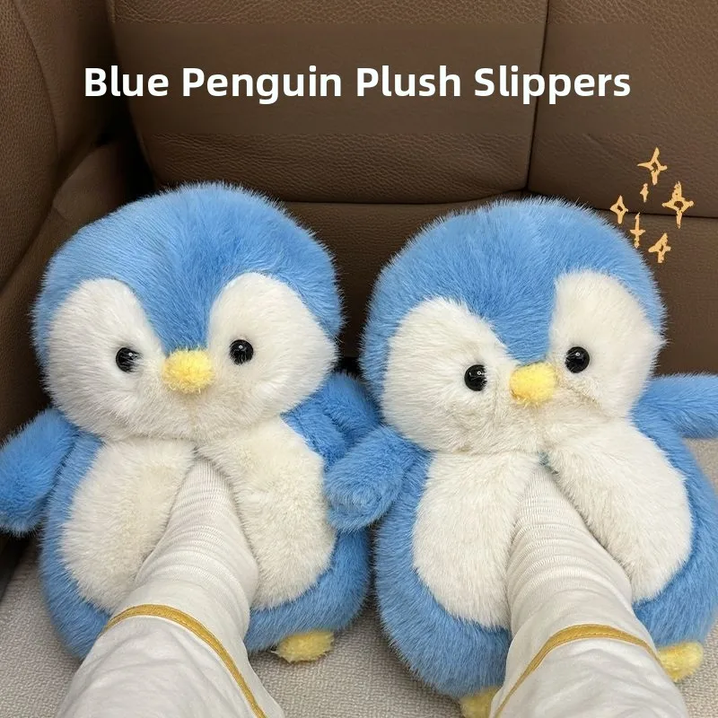 

Adorable Penguin Slippers Thiened Indoor Home Cotton Slippers Anti-Slip Warm Winter Autumn Student Dormi Plu Slippers