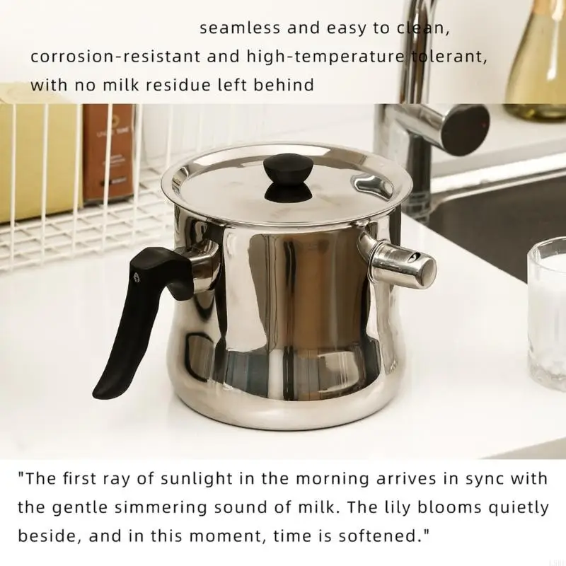 L9BE Double Wall Stainless Steel Milk Boiler Pot For Cooking And Healthy Meal Preps