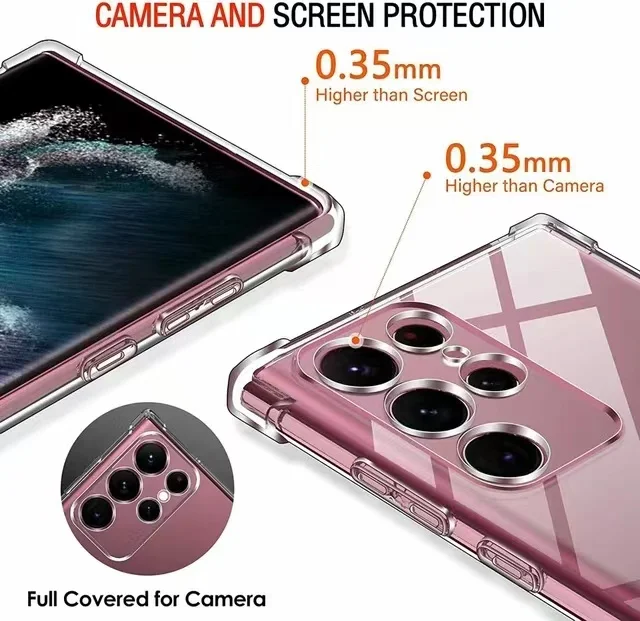 Air Bag Shockproof funda Case For Samsung Galaxy S24 S23 S22 S21 Plus S20 Ultra S24 FE Note 20 Ultra 5G Clear Cover