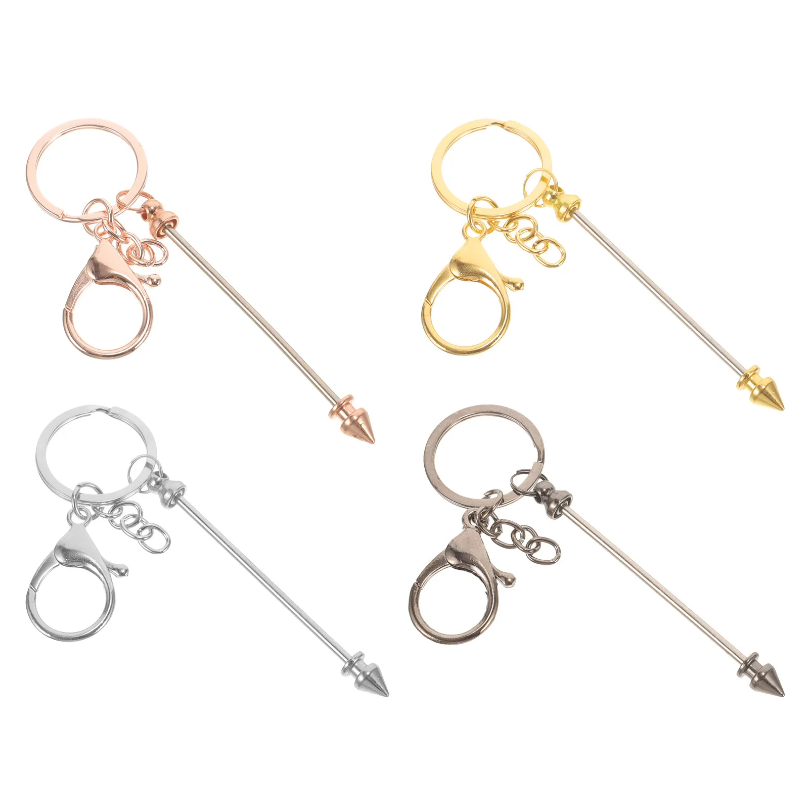 4Pcs Metal Keychain Blanks Zinc Alloy Key Rings for DIY Jewelry Making Handbags Belts Bracelets Crafts Reusable