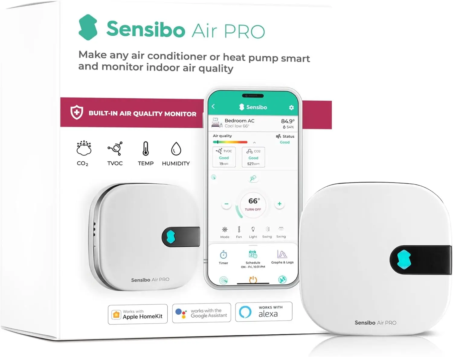 Conditioner Smart Controller & Air Quality Sensor. Smart Thermostat for Mini Split, Window, Portable