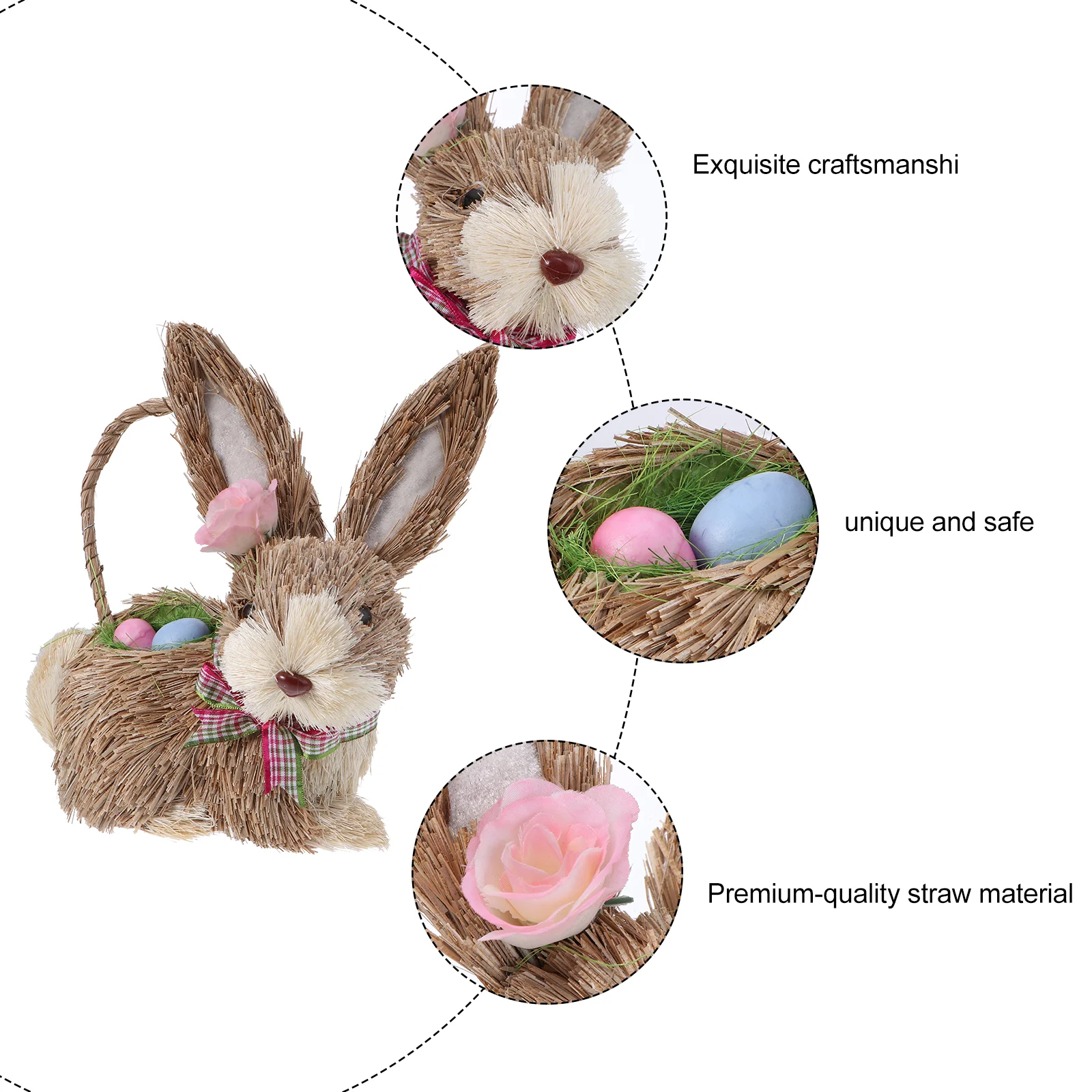 Straw Rabbit Ornament Reborn Household Decoration Hand-woven Bunny Statue Baby Desktop Adornment Tabletop