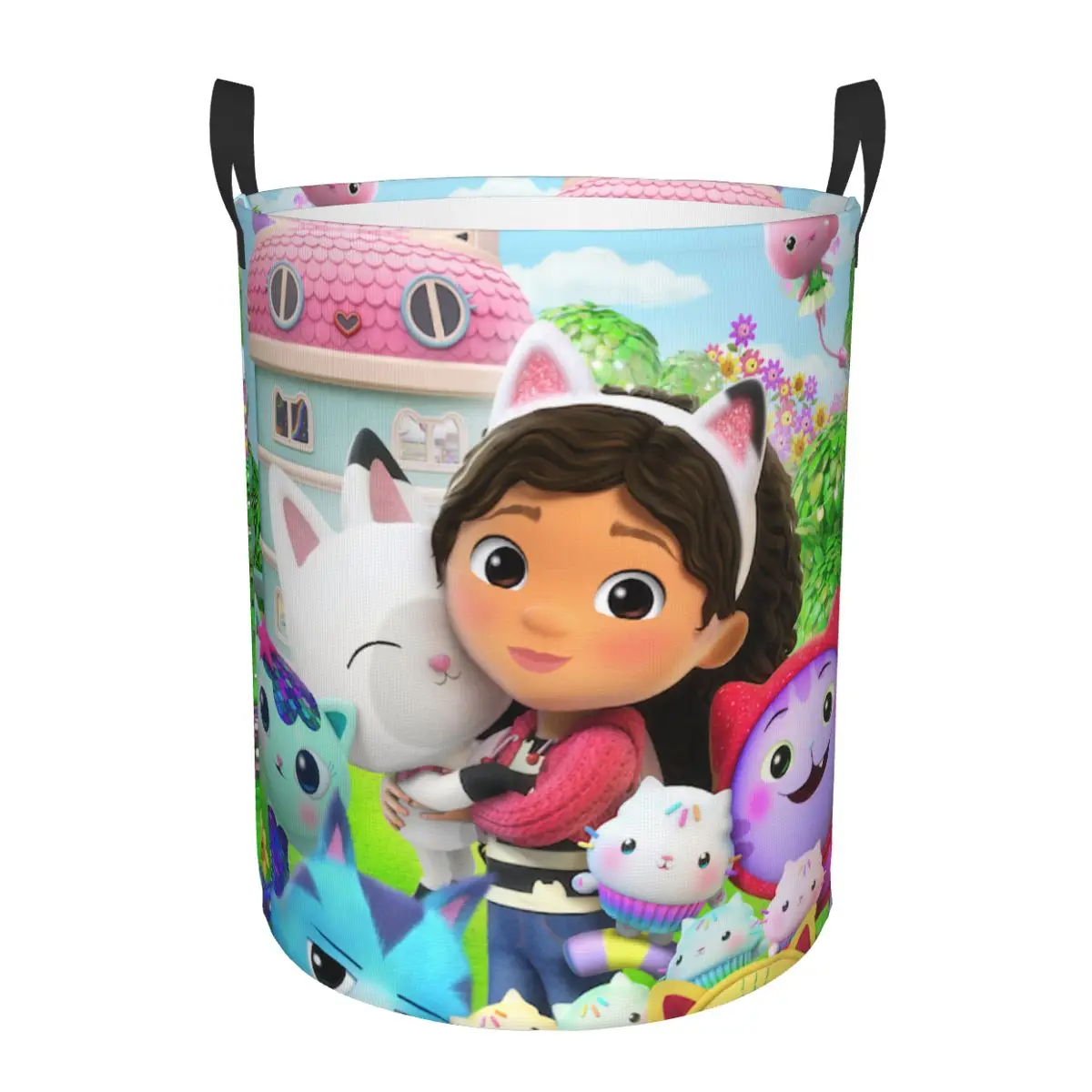 Custom Gabbys Dollhouse Gabby Cats Laundry Basket Collapsible Mermaid Clothes Hamper for Nursery Kids Toys Storage Bin