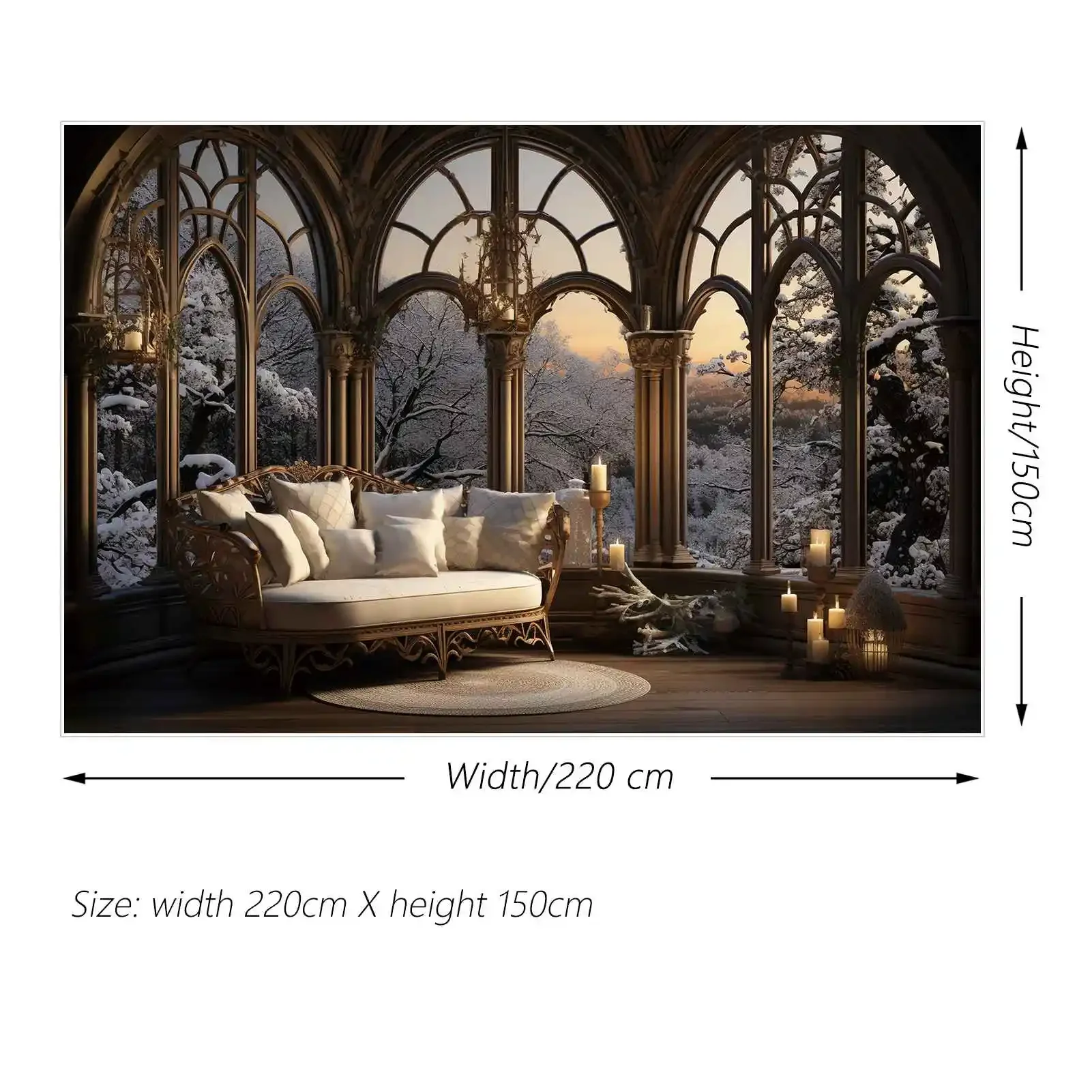 MOON.QG-خلفية قلعة عتيقة ، حفلة شتوية ثلجية ، حائط غرفة ، ديكور أريكة ، أضواء شموع ، عيد ميلاد ، عيد ميلاد ، كشك صور