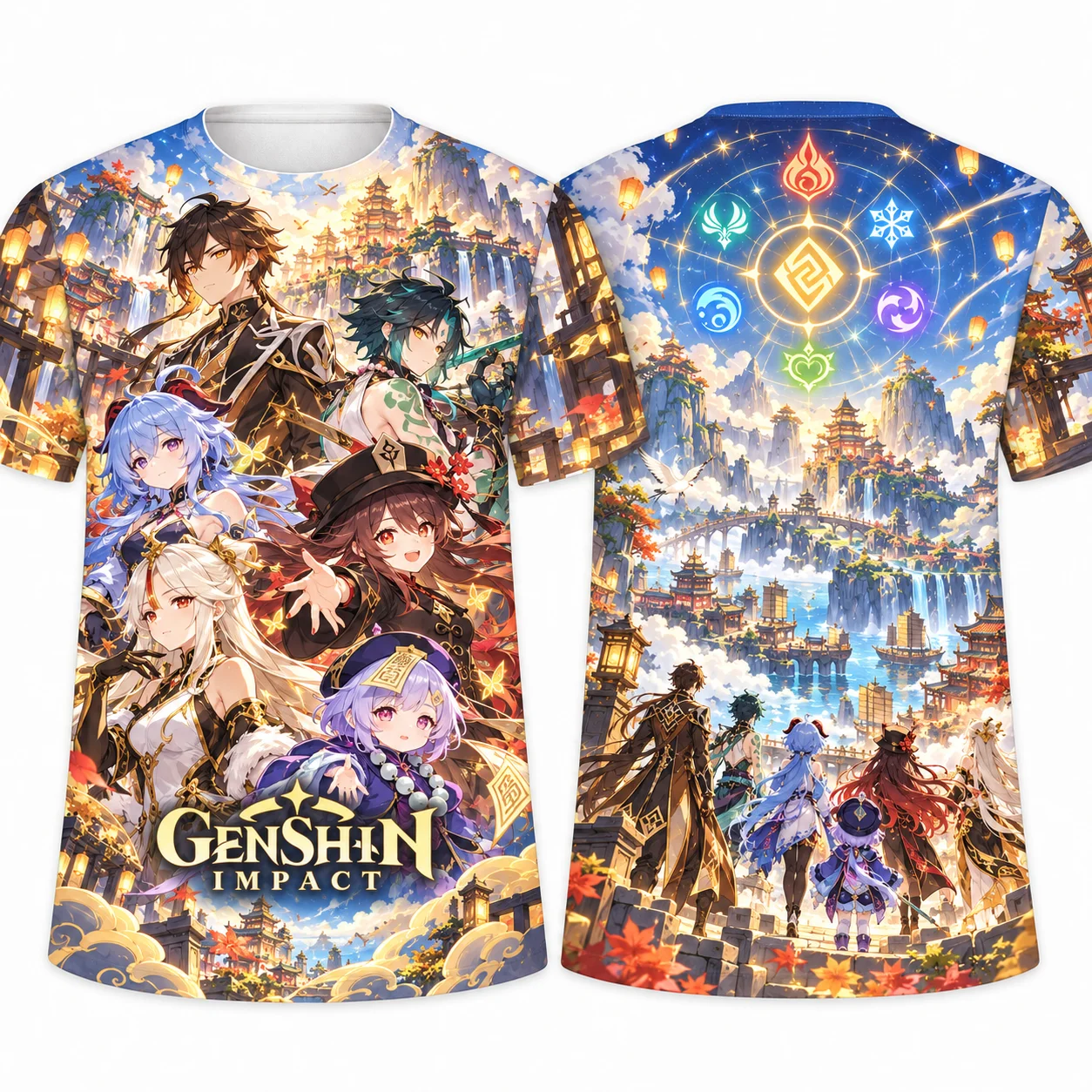Genshin Impact All Over 3D Print T Shirt Men Women Unisex Anime Game Character Graphic Short Sleeve Tee Summer Casual Fans
