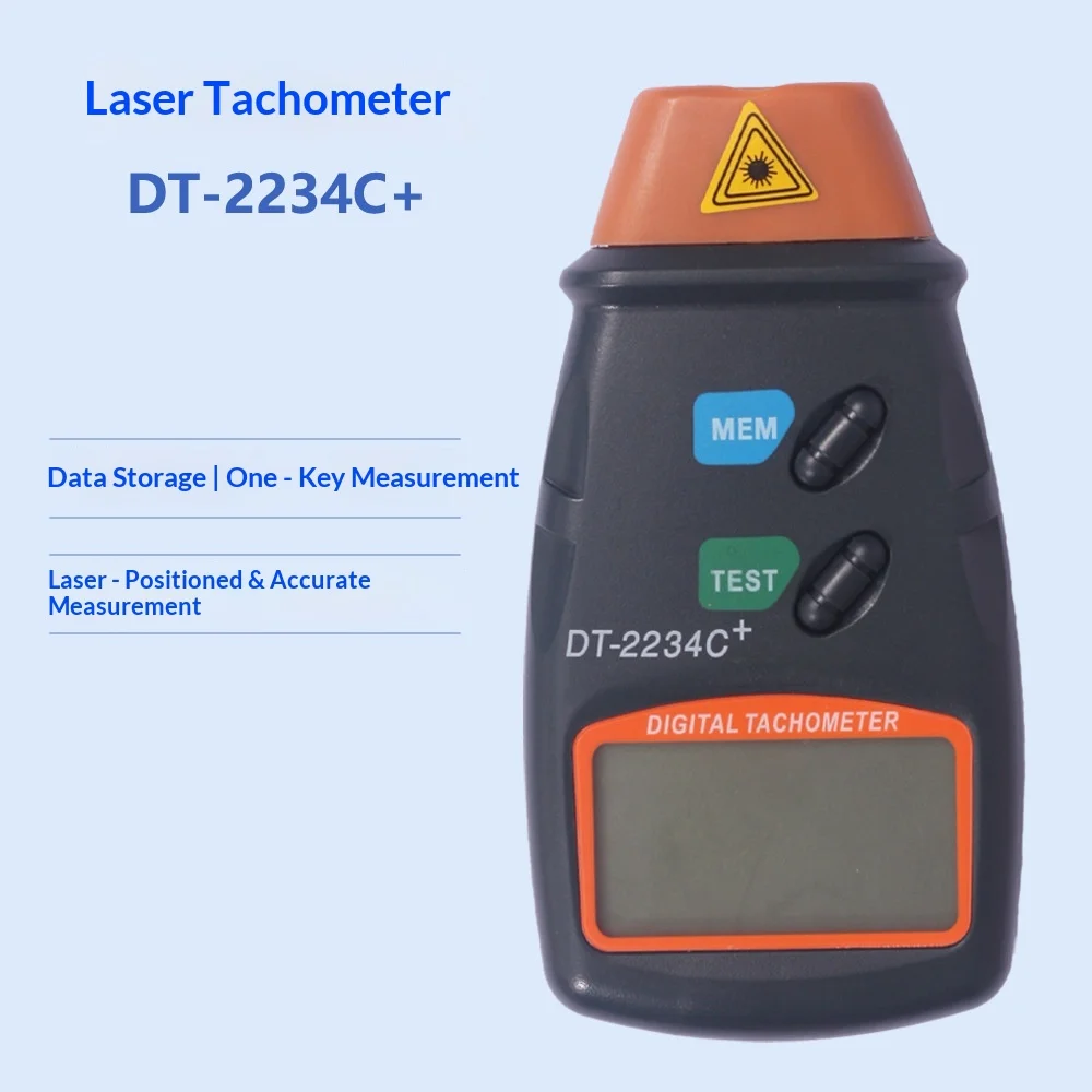 Portable Handheld Digital Laser Tachometer Motor Speed Meter Non-Contact Rotational Speed Measuring Instrument DT-2234C+