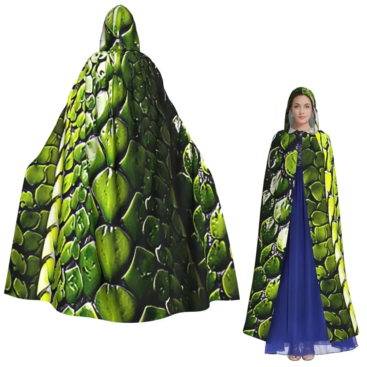 

Змеиная кожа, зеленая змея, змея, животный принт, Viper, модный длинный плащ с капюшоном, ведьма, средневековый костюм, накидка для косплея, пальто на Хэллоуин