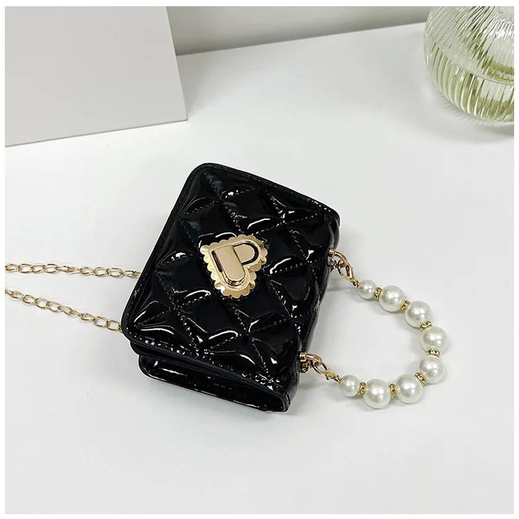 Women Handbag Faux Pearl Handle Golden Love Heart Detachable Metal Chain Mini Elegant Girl Single Shoulder Bag Purse Cute Wallet