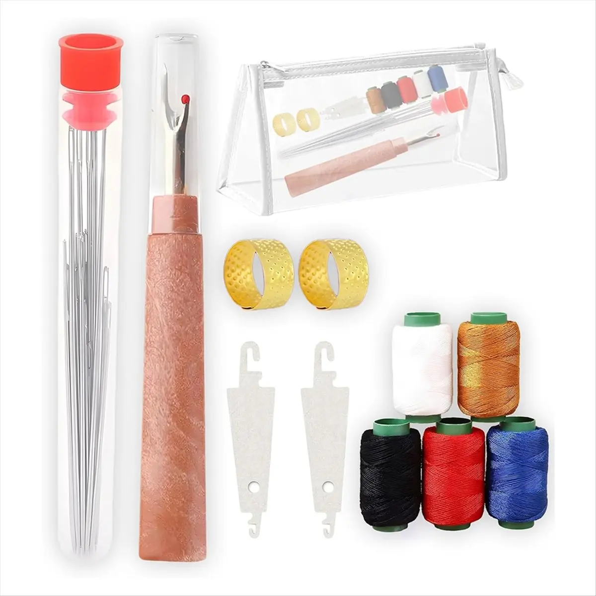 ABPP 37PCS Sewing Tool Set, Needles Thread Hand Repair Tools, Embroidery Tool Kit, Include 25 Steel Needles, 5 Threads