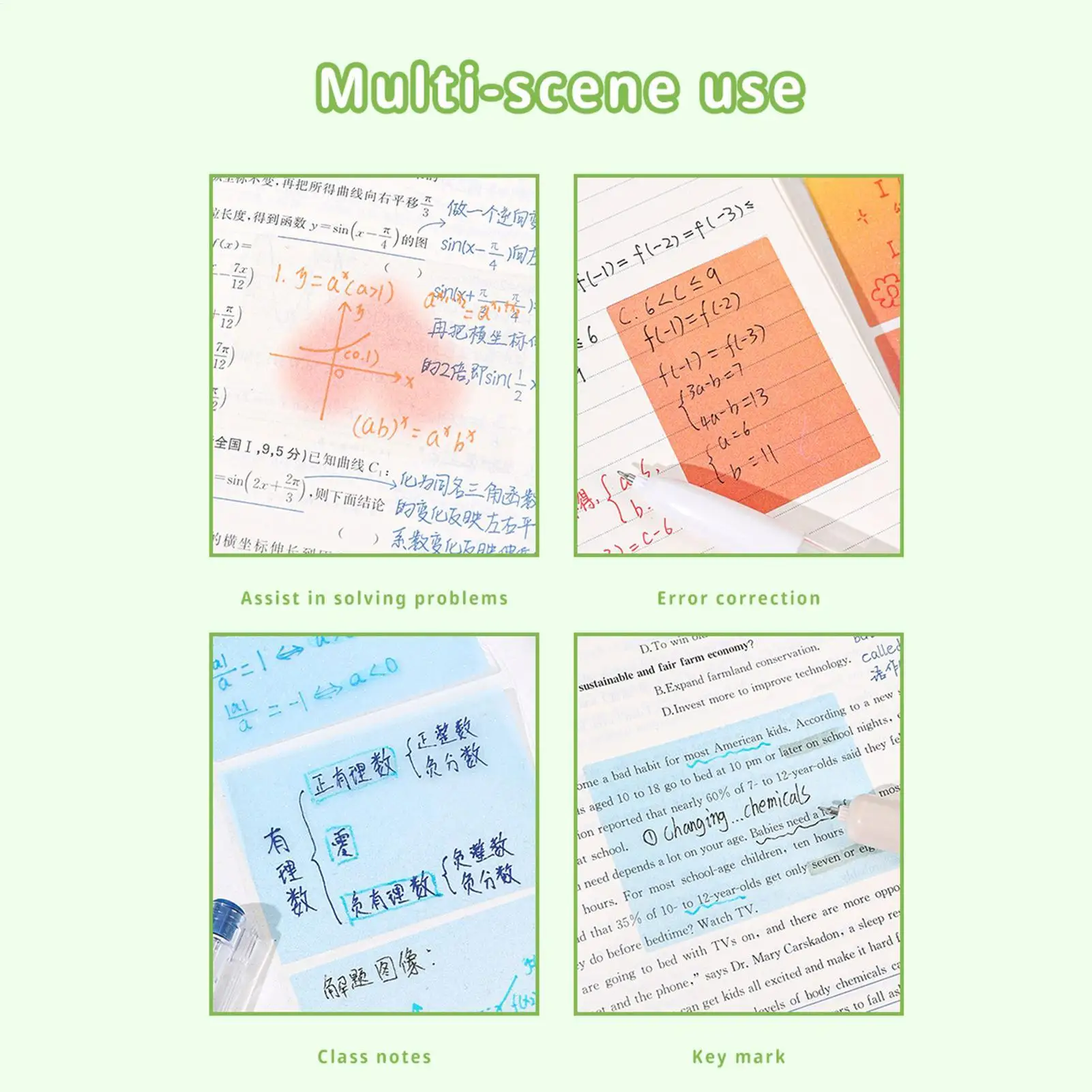 Cute Cartoon Pull Out Sticky Notes 6 Box 630 Sheets Full Adhesive Back Memo Pad Tearable Marking Sticker for Student Office Scho