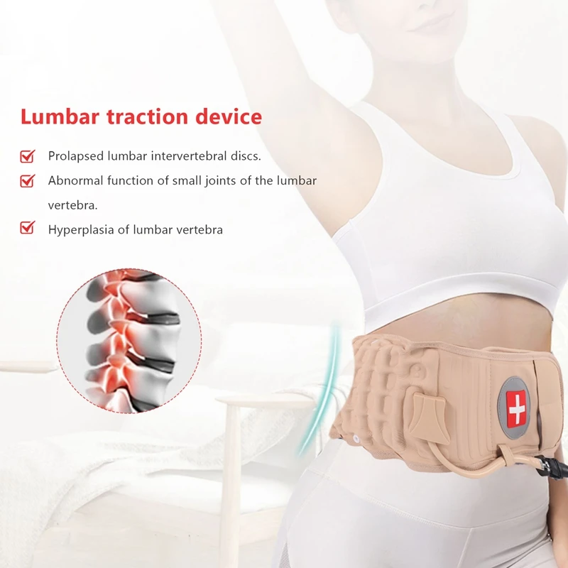 Cinturón Lumbar de descompresión de aire Espinal, Protector de cintura de tracción de aire, soporte Lumbar inferior, apto para dolor de 29 a 49