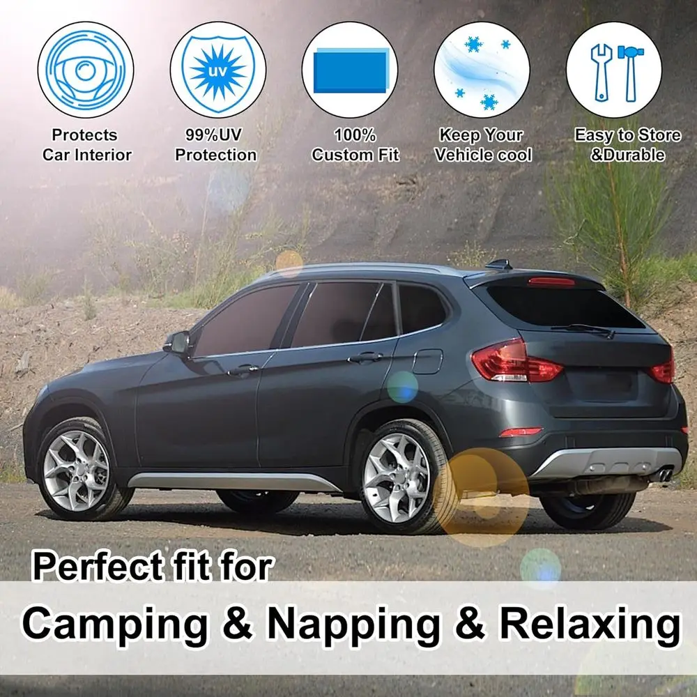 مظلة شمسية مناسبة للزجاج الأمامي لعام 2011-2015 X1، غطاء ظل قابل للطي، مجموعة كاملة من حماية الخصوصية، تحافظ على تبريد السيارة