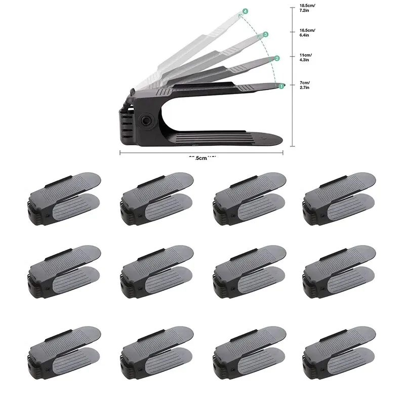 Shoe Slots Organizer, Adjustable Stacker Storage Space Saver, Double Deck Holder for Closet Organizatio