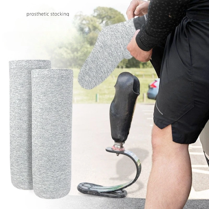 1 Pair Prosthetic Limb Socks Soft Elastic Thickened Cotton Breathable Protective Stump Socks for Amputee Knee pads