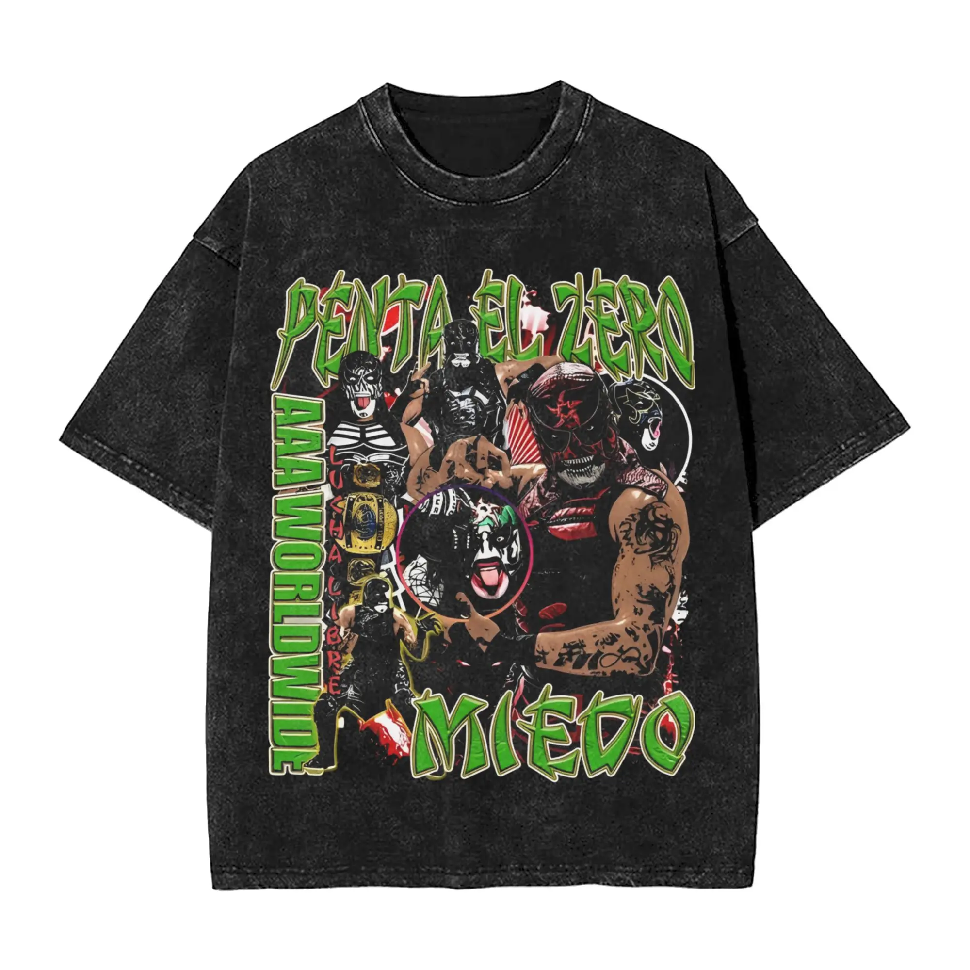 

Penta El Zero Miedo Wrestler Wrestling Washed Футболки Уличная одежда Хип-хоп Новинка Футболки Футболки Топы Мужчины Женщины С коротким рукавом