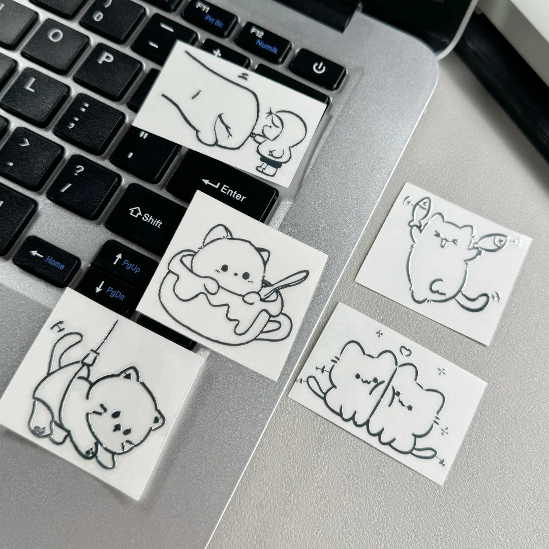 Waterproof 3D Metal Stickers With Girl And Cat Cartoon Characters For Phone Case Laptop DIY Decoration Creative Aesthetic Style