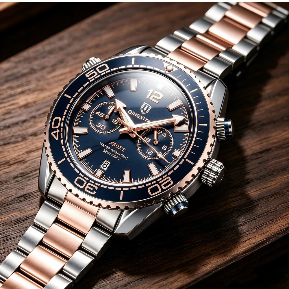 QINGXIYA Modische, kreative Herren-Quarzuhr, wasserdicht, leuchtend, Sport-Chronograph, Herrenuhr mit Datumsanzeige, Business-Uhren für Herren, Reloj – Detail 4