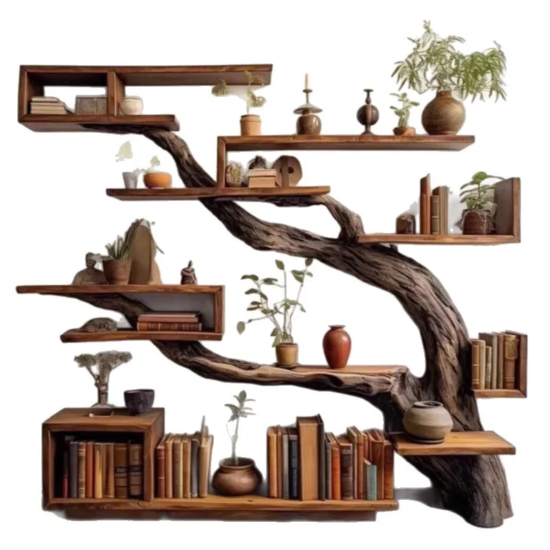 Camphor wood antique rack, storagerack, and vintage vintage solid wood antiquerack, creative feature, Hongfu Furniture
