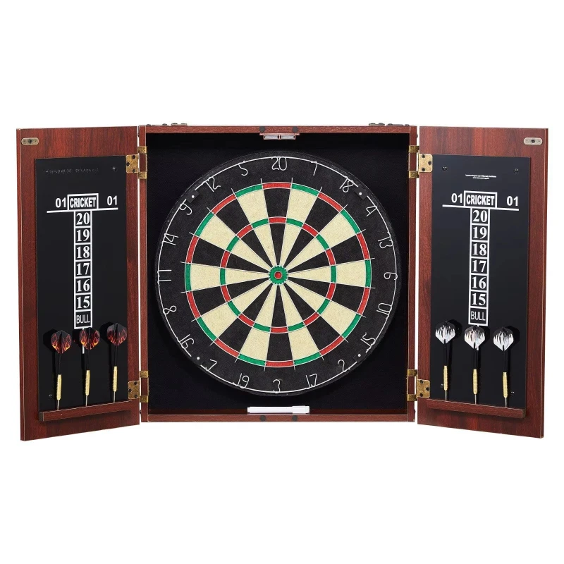 Steel pointed dart target cabinet set, official size, double door, durable design, suitable for adults