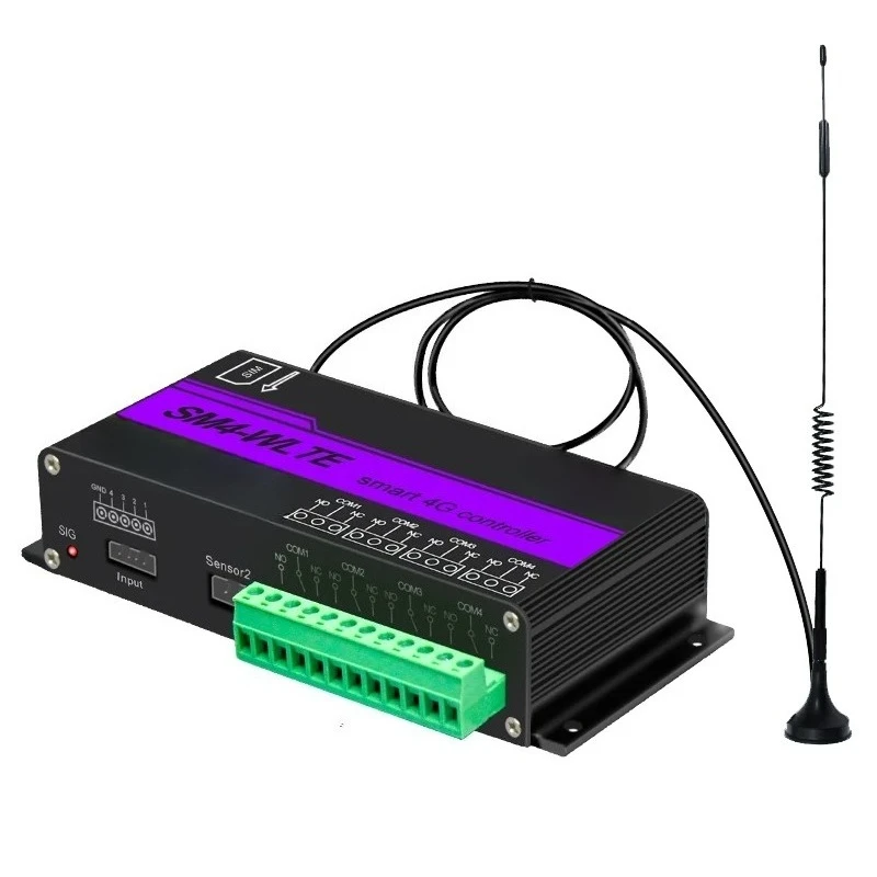 SM4-WLTE 4G LTE GSM Relay Controller Smart Remote Power Switch SMS Temp Humidity Monitor Garage Gate Access Control Device