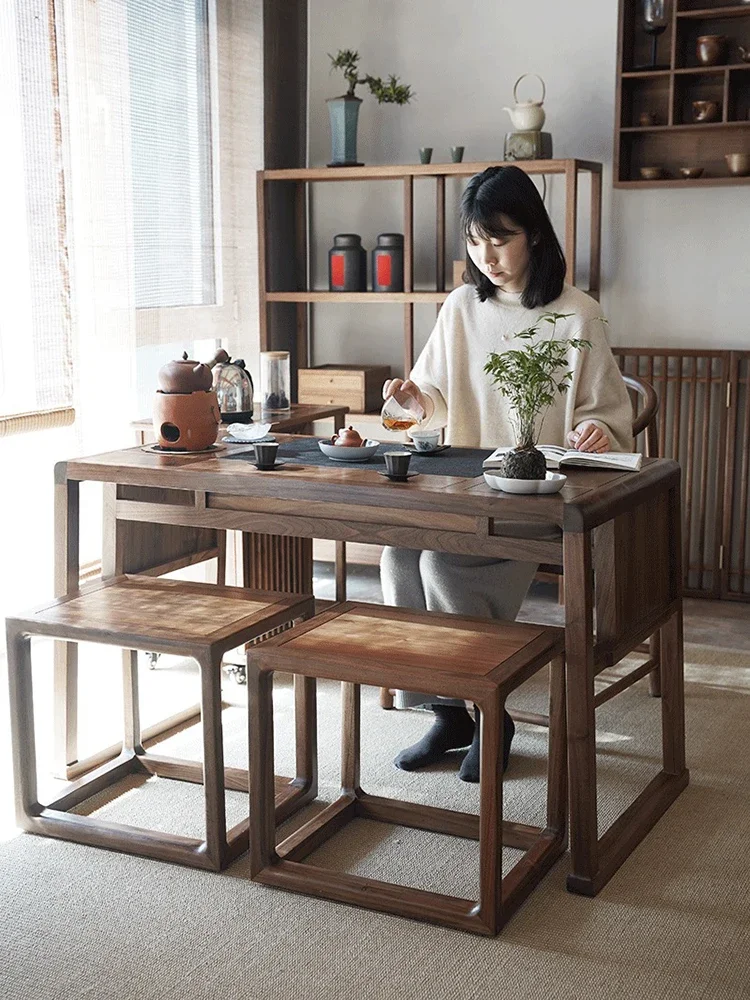 

New Chinese style balcony combination tea table, Zen style boiling water pot