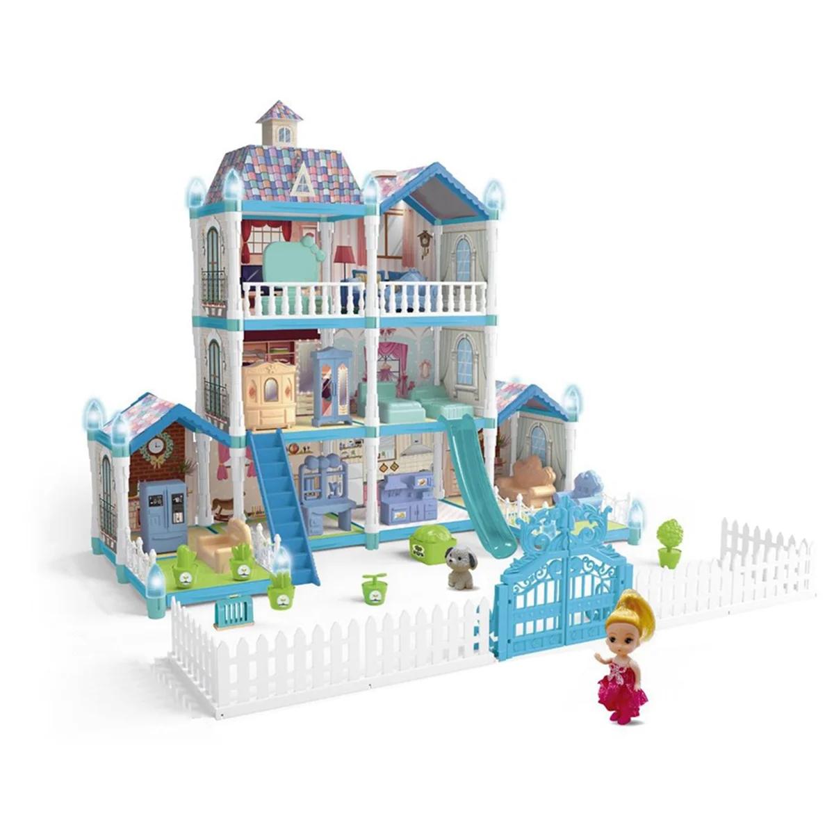 

A44U Play House Doll Children'S House Villa House Girl Princess Gift Box Castle Toy DIY Game Gift 556-64