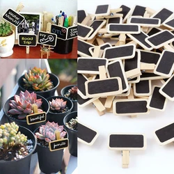 50pcs  Mini Wooden Blackboard Message Rectangular Slate Board Cards Memo Label Signs Price Digit Table